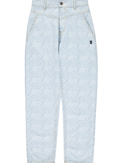 Pantalón light blue denim zebra print