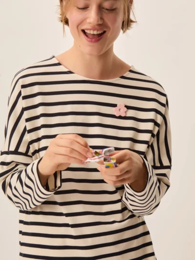 Sudadera rayas filly + broche flor