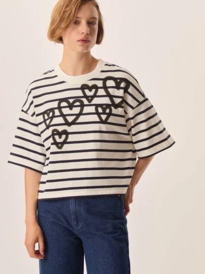 Camiseta rayas fionna corazón negro