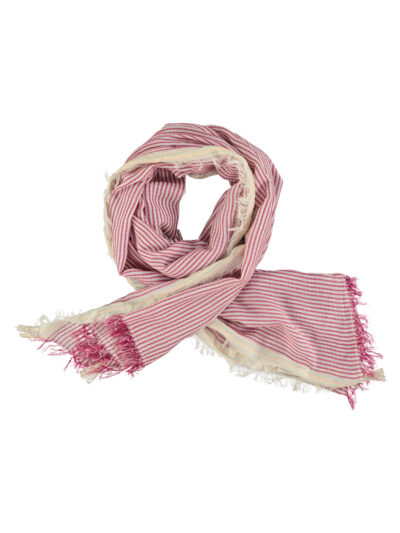 Foulard pink & ecru stripes