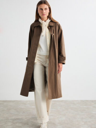 Gabardina Aelia midi caqui