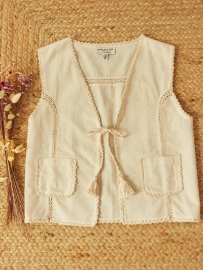 Chaleco darla crochet creme