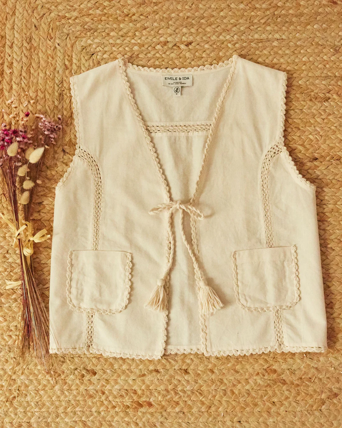 Chaleco darla crochet creme