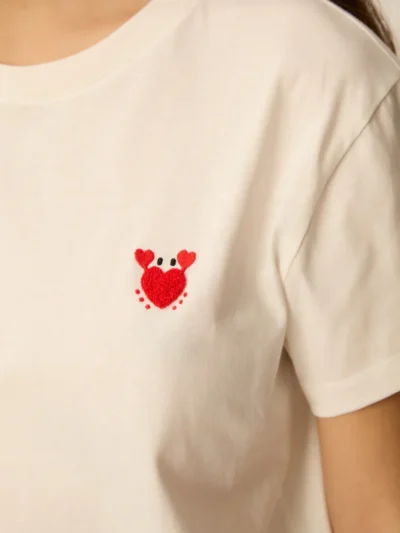 Camiseta ilie cangrejo bordado ecru