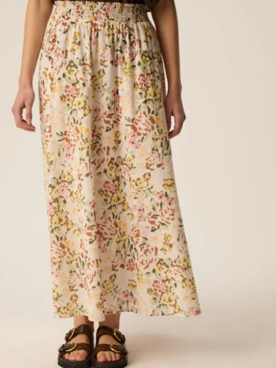 Falda roxie midi multicolor flores