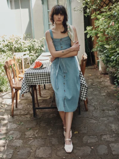 Vestido dina midi denim claro