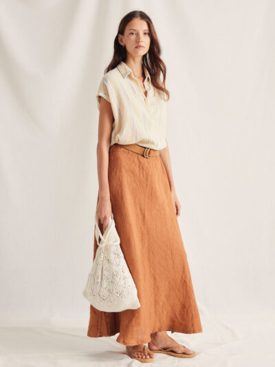 Falda galda lino caramelo