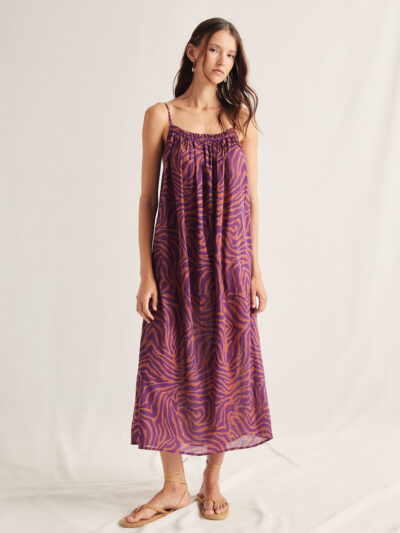 Vestido tirantes comporta estampado berenjena